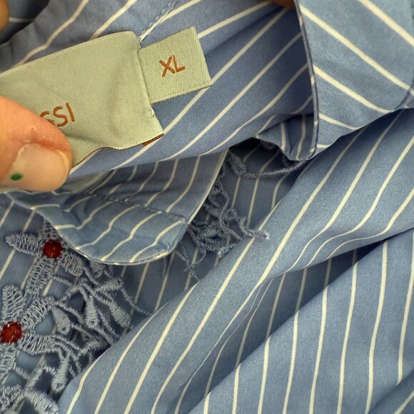Silvia Tcherassi cotton blue white stripped blouse size XL - Picture 6 of 8